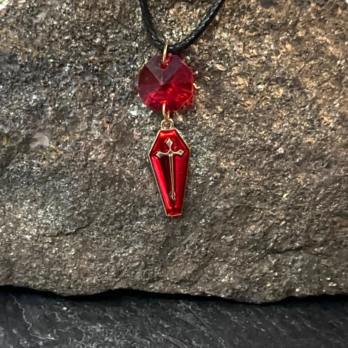 Enamel Coffin Necklace