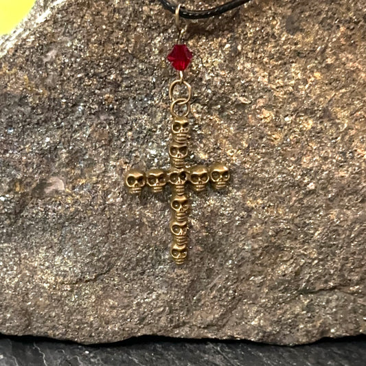Bronze Skull Cross Necklace
