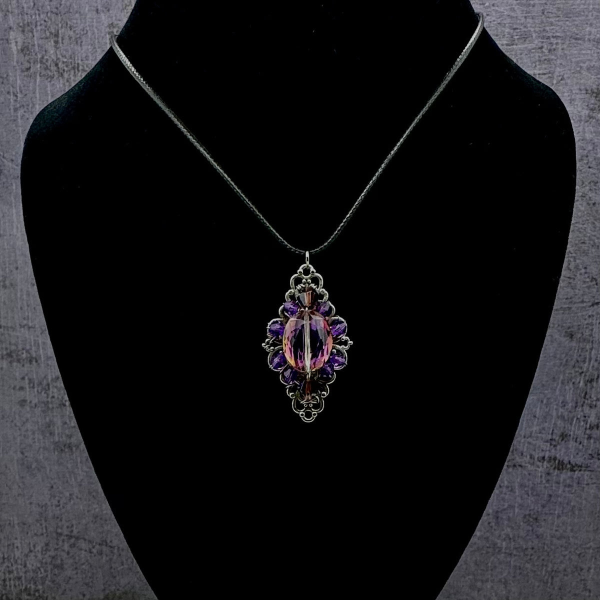 Gothic Crystal Filigree Pendant