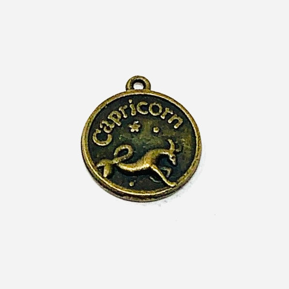 Zodiac Sign Moon Pendant - Bronze