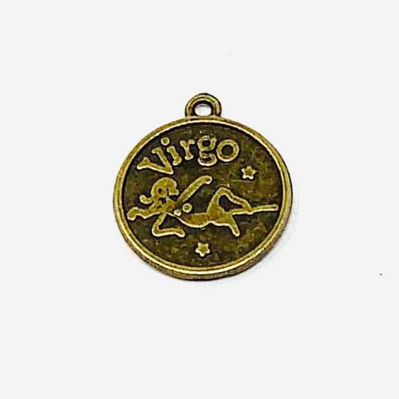 Zodiac Sign Moon Pendant - Bronze