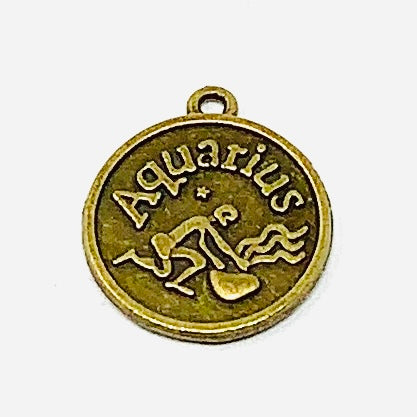 Zodiac Sign Moon Pendant - Bronze