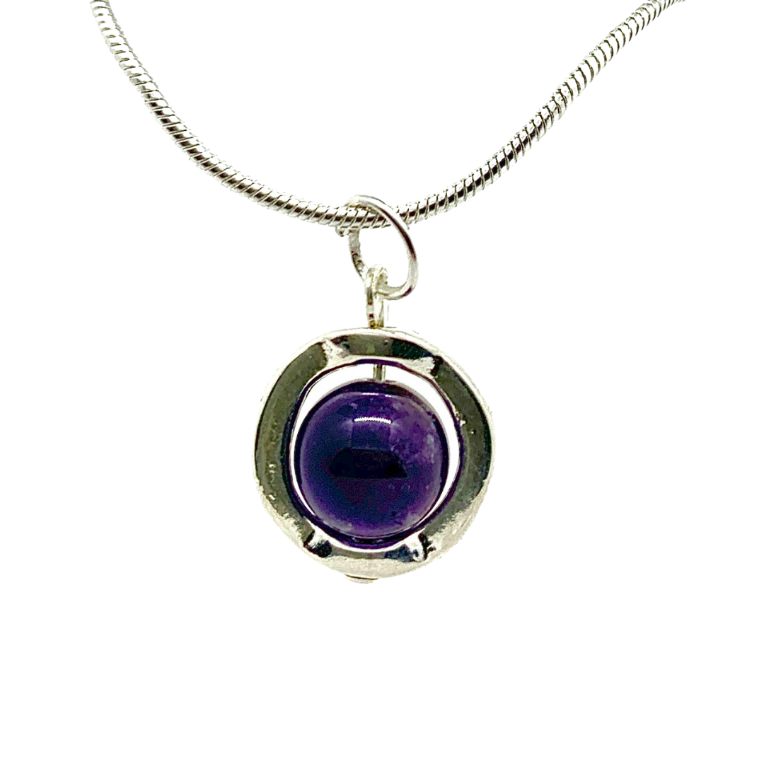 Amethyst Gemstone Spinner Necklace