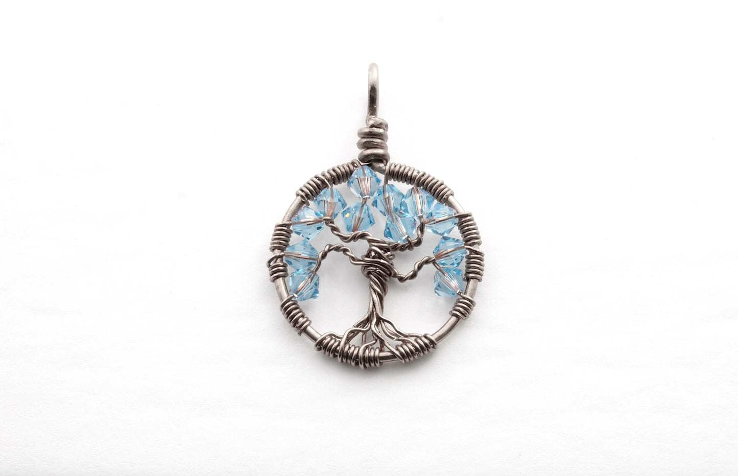 Aquamarine Crystal Tree of Life Pendant ~ March Birthstone