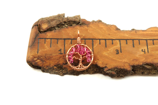 Rose Crystal Tree of Life Pendant ~ October Birthstone