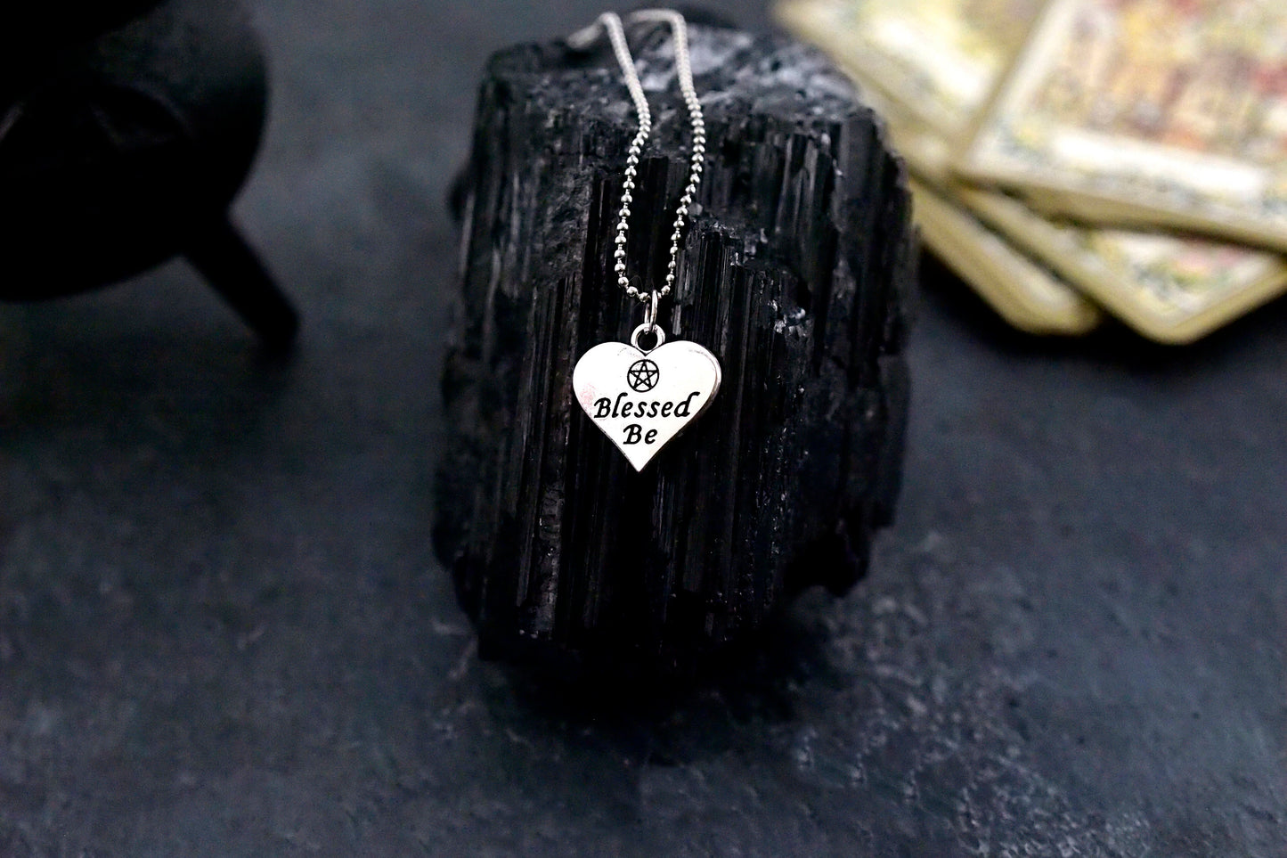 Blessed Be ~ Heart Shaped Pentacle Amulet