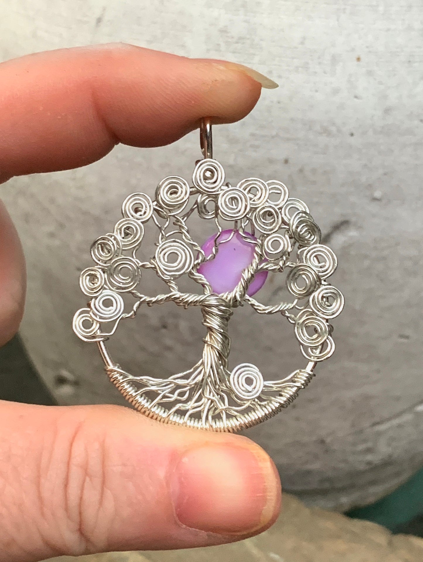 Sterling Silver Spiral Tree of Life - Purple Moon