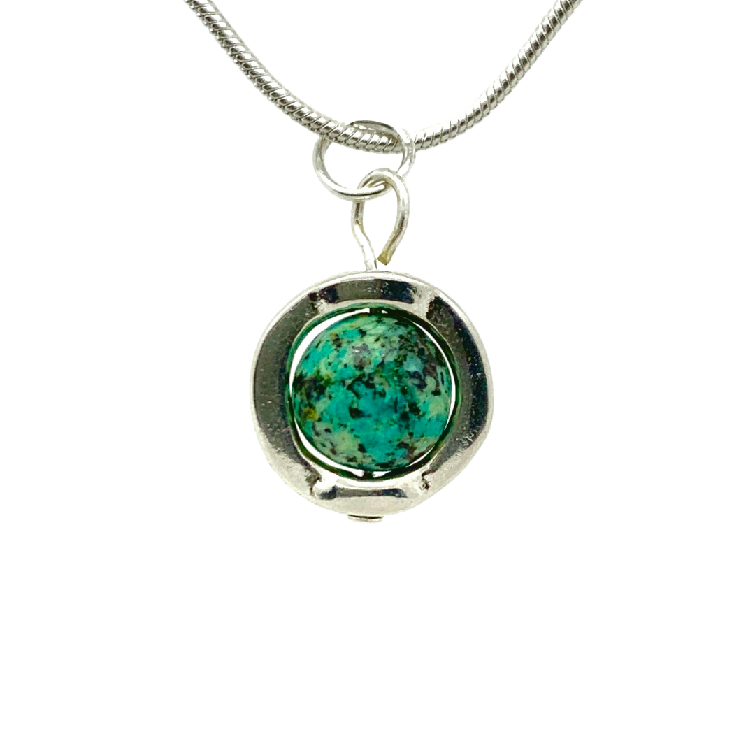 Turquoise Gemstone Spinner Necklace