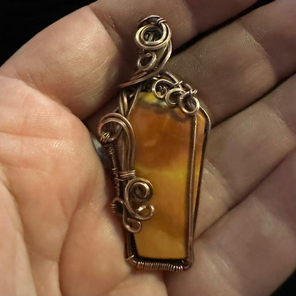 Ember Remains — Orange  Maligano Jasper Coffin Necklace