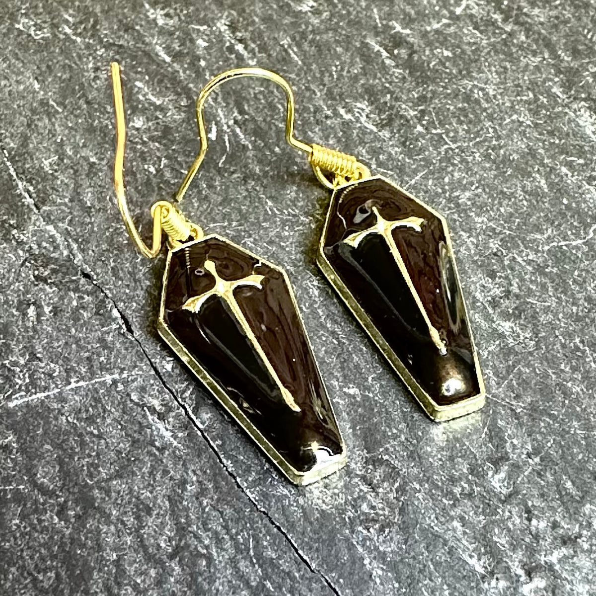 Enamel Coffin Earrings
