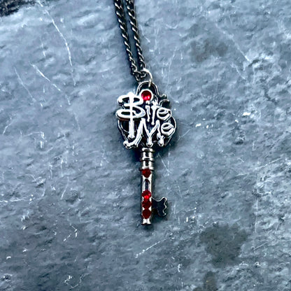 Vampire "Bite Me" Skeleton Key Necklace ~ Halloween Jewelry