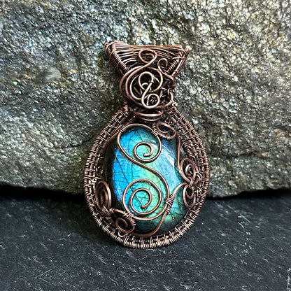 The Turning Stone — Labradorite Copper Tree of Life Pendant