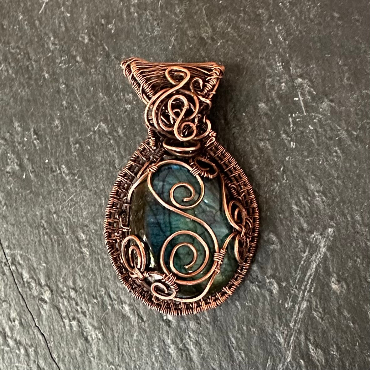 The Turning Stone — Labradorite Copper Tree of Life Pendant