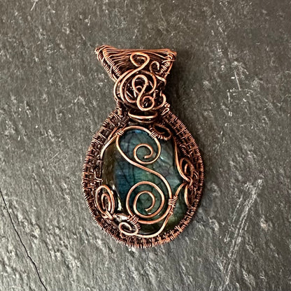 The Turning Stone — Labradorite Copper Tree of Life Pendant