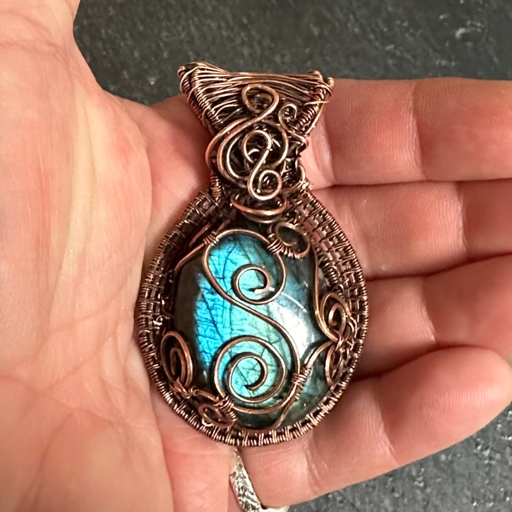 The Turning Stone — Labradorite Copper Tree of Life Pendant