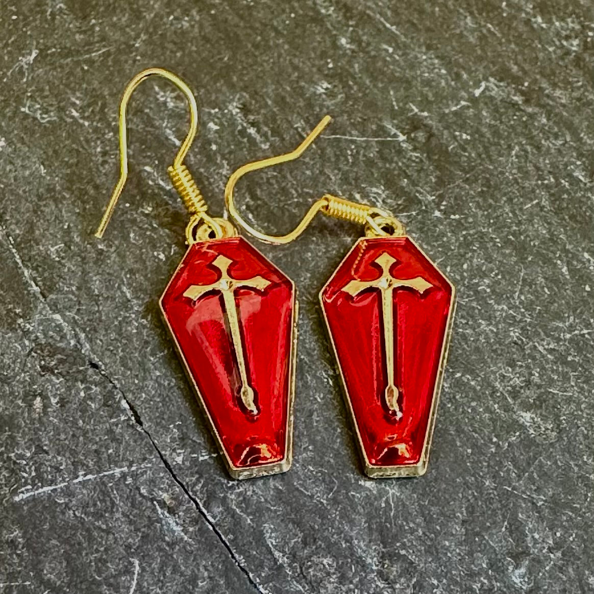 Enamel Coffin Earrings