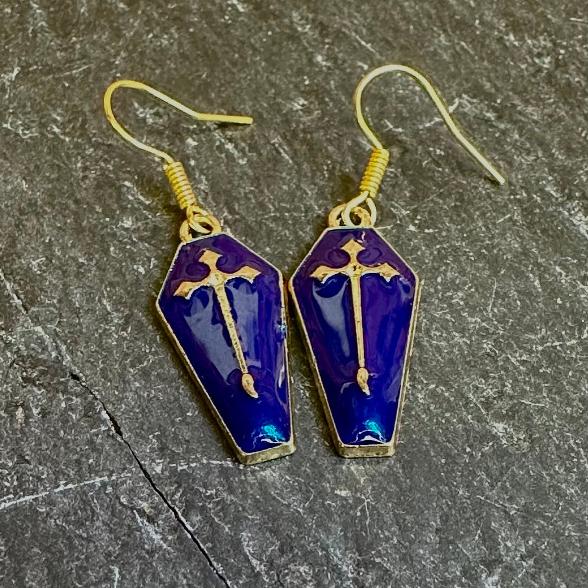 Enamel Coffin Earrings
