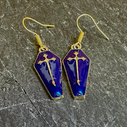 Enamel Coffin Earrings