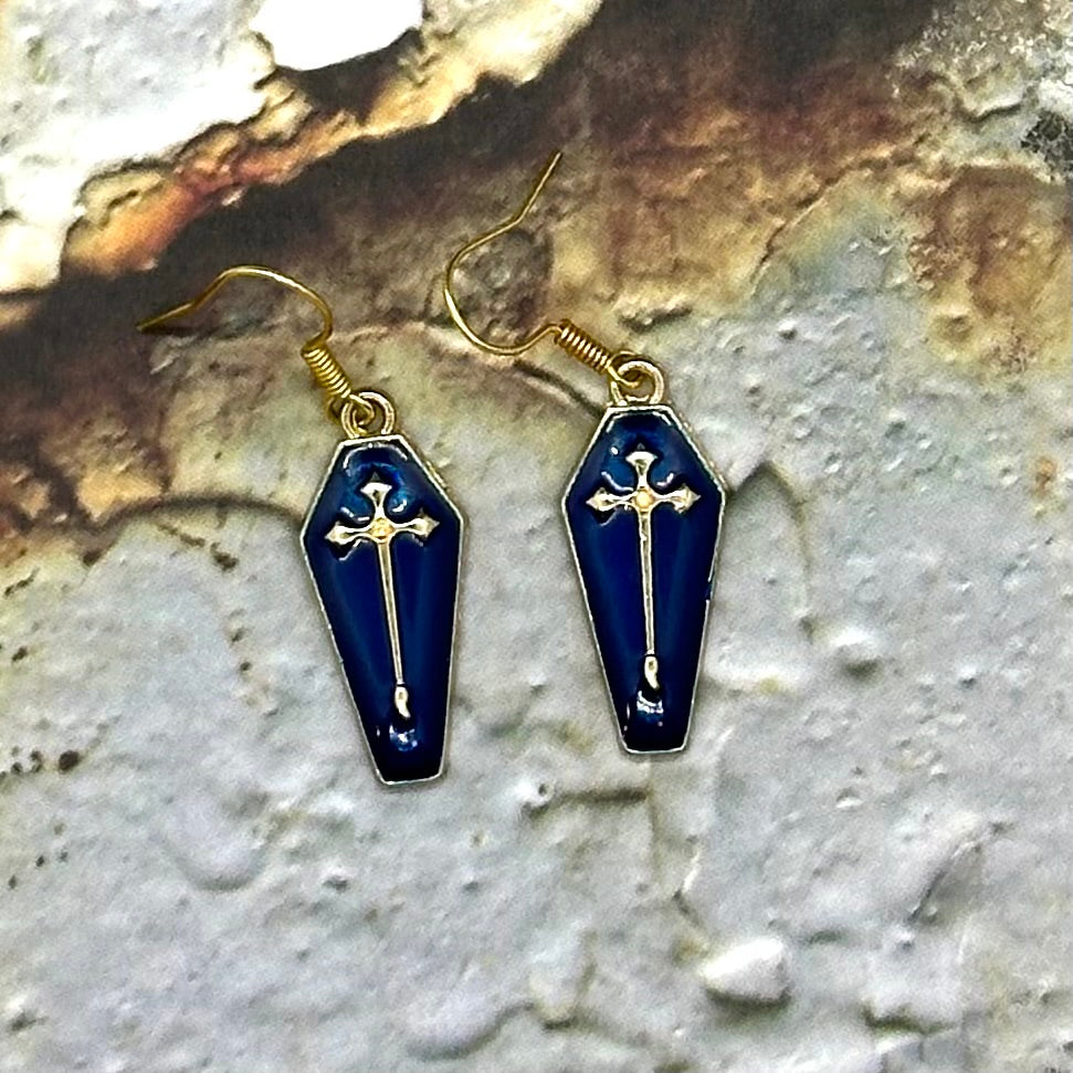 Enamel Coffin Earrings