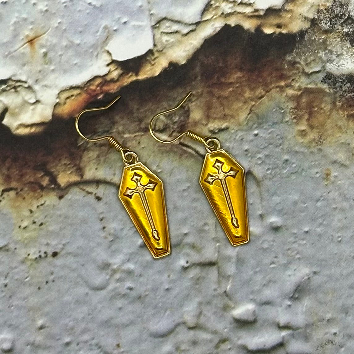 Enamel Coffin Earrings