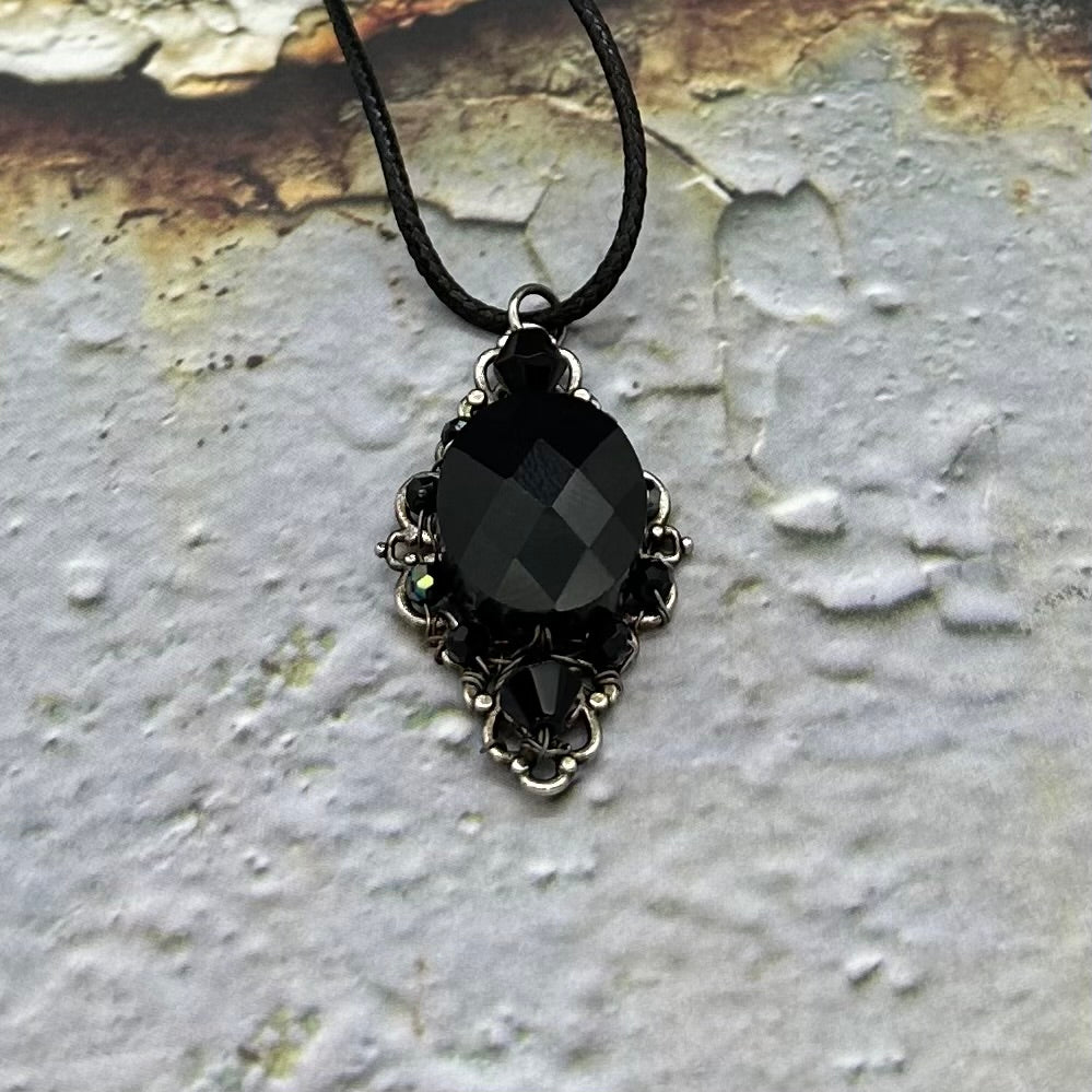 Gothic Crystal Filigree Pendant