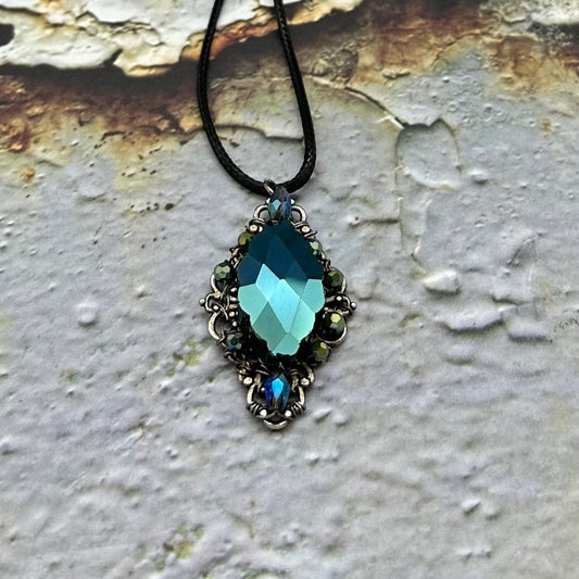 Gothic Crystal Filigree Pendant
