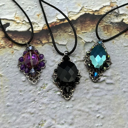 Gothic Crystal Filigree Pendant