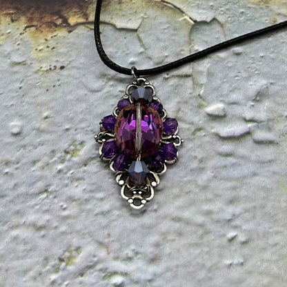 Gothic Crystal Filigree Pendant