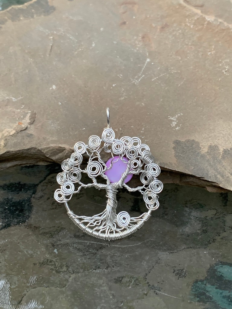 Sterling Silver Spiral Tree of Life - Purple Moon
