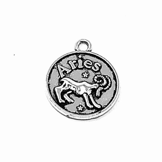 Zodiac Sign Moon Pendant - Silver