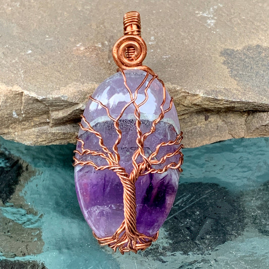 Amethyst Tree of Life Pendant in Copper