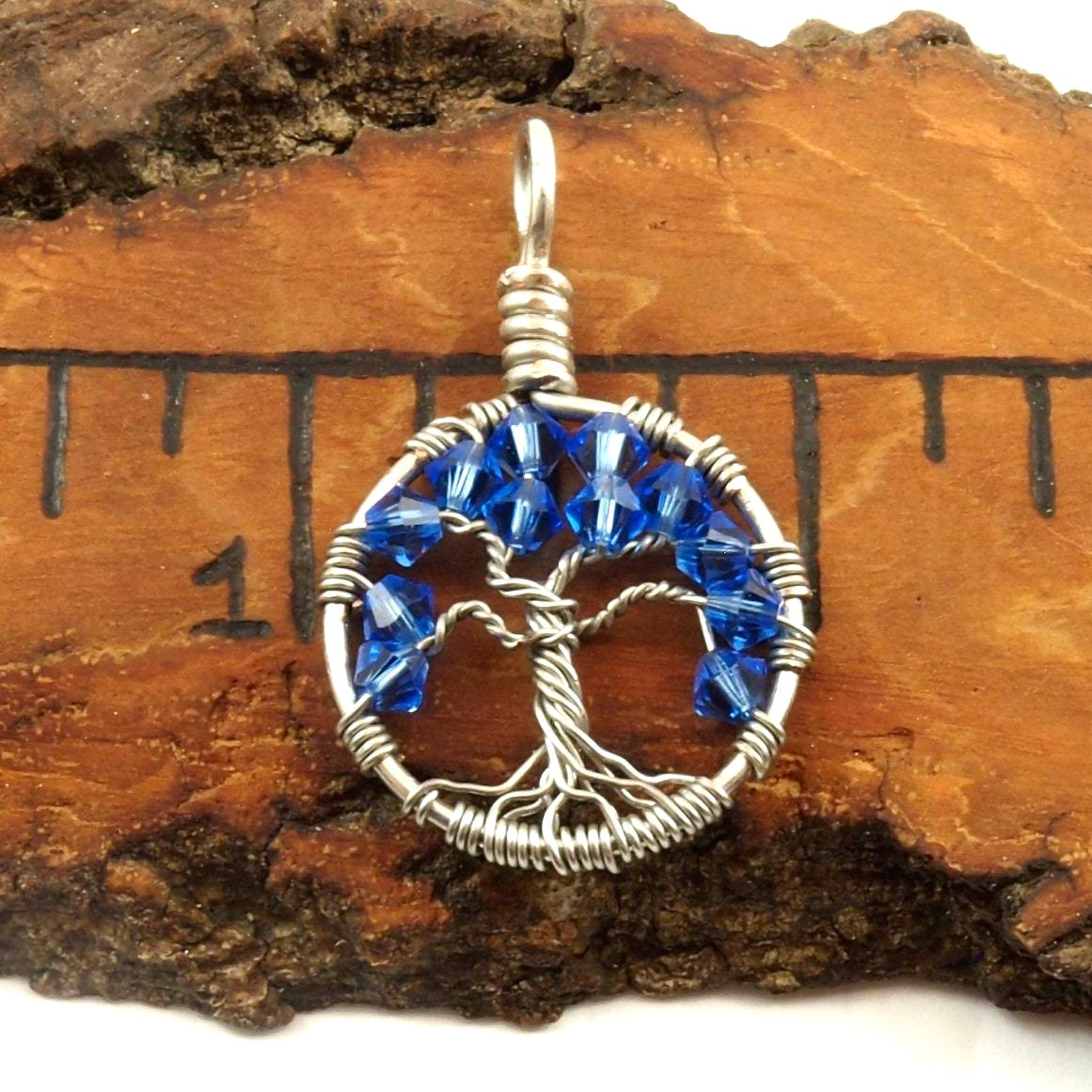 Sapphire Crystal Tree of Life Pendant ~ September Birthstone