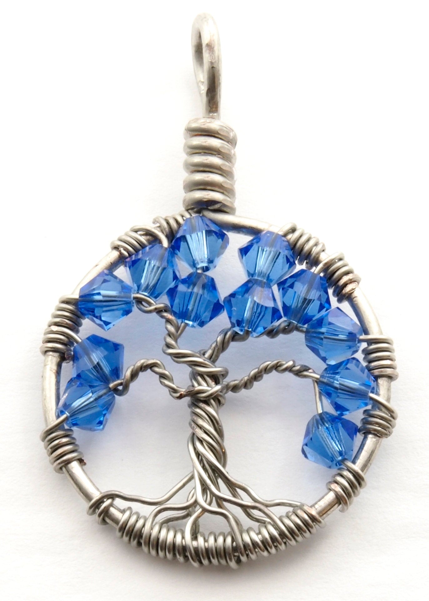 Sapphire Crystal Tree of Life Pendant ~ September Birthstone