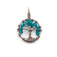 Blue Zircon Crystal Tree of Life Pendant ~ December Birthstone