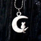 Cat & Moon Necklace ~ Animal Familiar Amulet