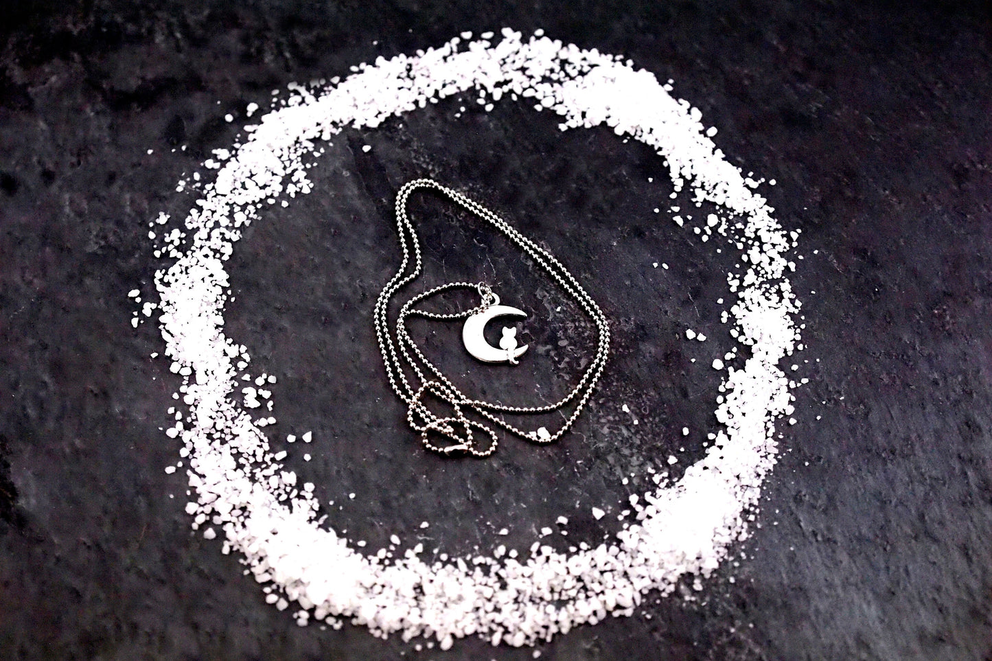 Cat & Moon Necklace ~ Animal Familiar Amulet