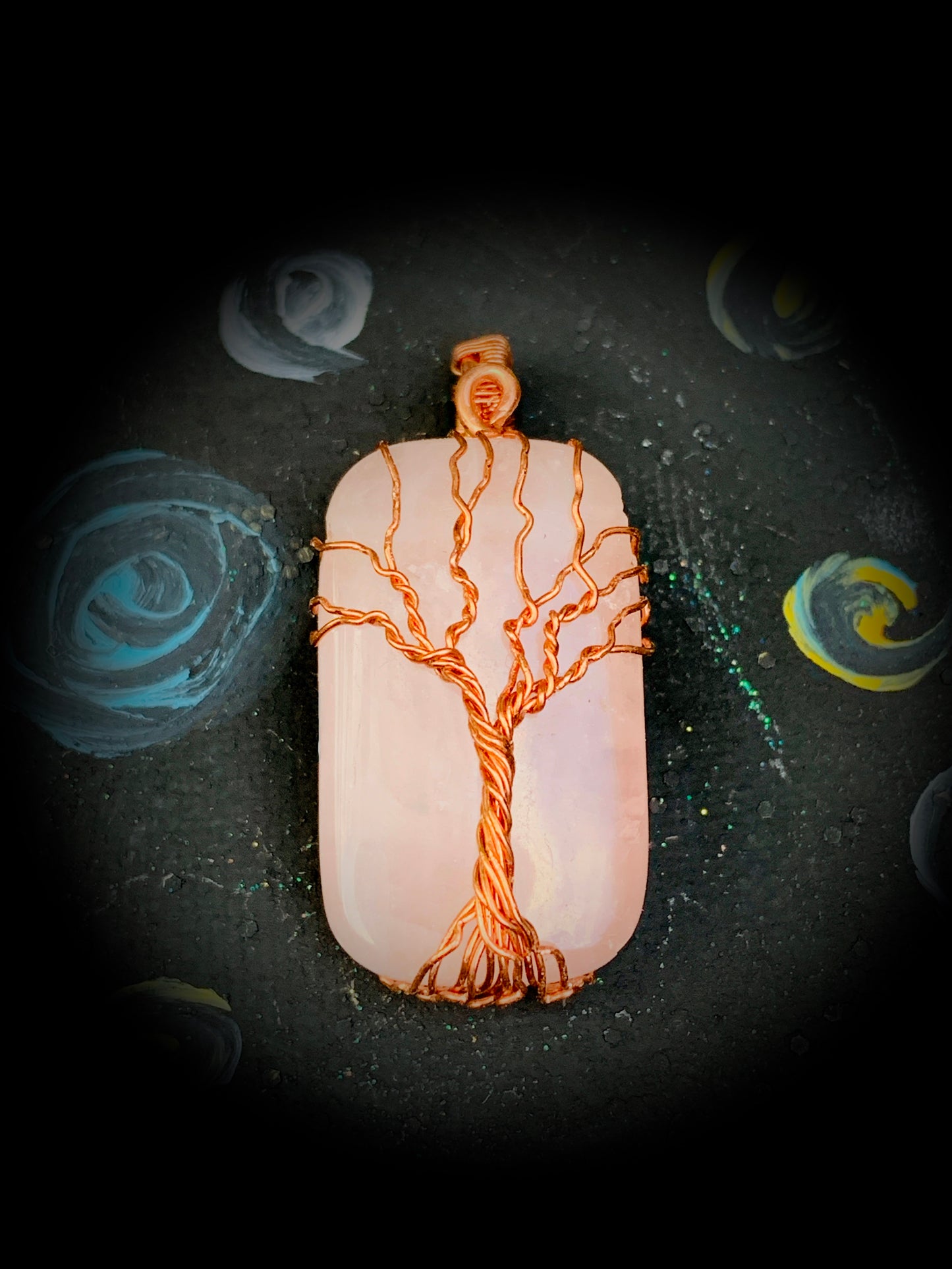 Rose Quartz Tree of Life Pendant in Copper